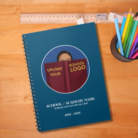 モダンシンプルブルースクールのロゴ |ラベル線プランナー ノートブック