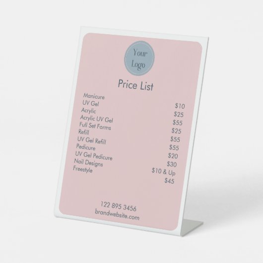 モダンシンプルブルーピンクのミニマル価格表 台座サイン (正面)