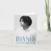 モダンシンプルブルーフォト卒業 サンキューカード (正面)