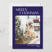 モダンシンプルブルーメリークリスマスフォト シーズンカード (正面)