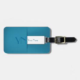 モダンシンプルブルーモノグラム名 ラゲッジタグ