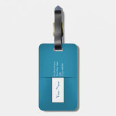 モダンシンプルブルーモノグラム名 ラゲッジタグ (裏面縦)