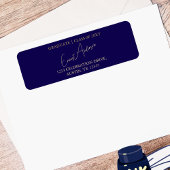 モダンシンプルブルー卒業差出人住所ラベル ラベル