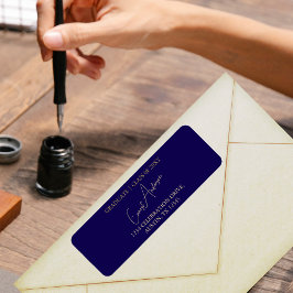 モダンシンプルブルー卒業差出人住所ラベル ラベル