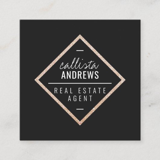 モダンシンプルブ金ゴールドグリッタースクエア スクエア名刺 (正面)