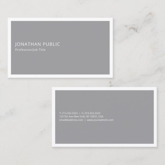 モダンシンプルプロフェッショナルグクールレーホワイトトレンディー 名刺 (正面/裏面)