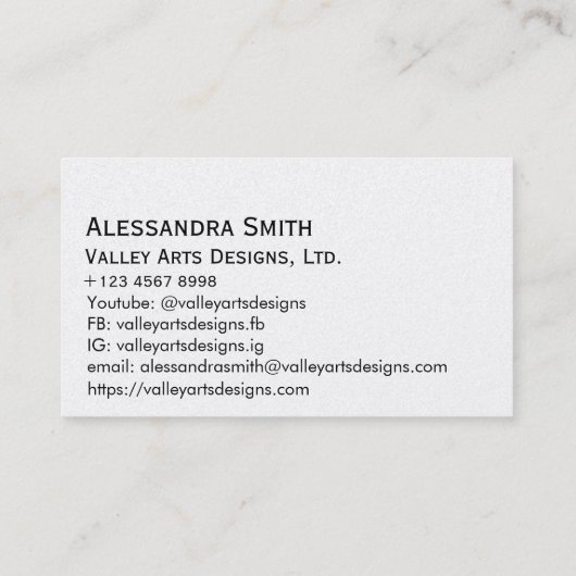 モダンシンプルプロフェッショナルビジネスフォトスクエア コーリングカード (裏面)