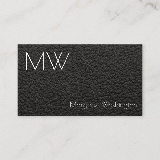 モダンシンプルプロフェッショナルブラックレザーミニマル 名刺 (正面)