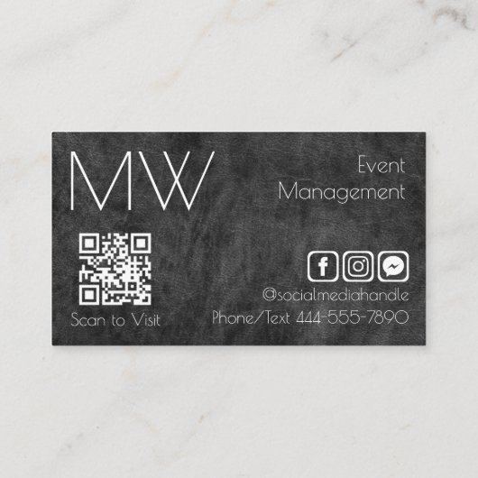 モダンシンプルプロフェッショナルブラックレザーミニマル 名刺 (裏面)