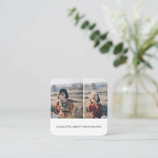 モダンシンプルプロフェッショナル写真 スクエア名刺 (スタンド正面)