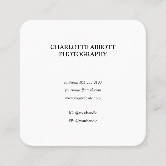 モダンシンプルプロフェッショナル写真 スクエア名刺 (裏面)