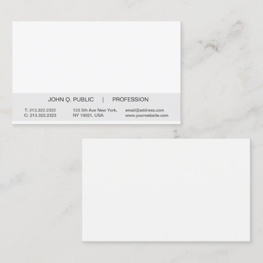 モダンシンプルプロフェッショナル白と灰色の光沢 名刺 (正面/裏面)