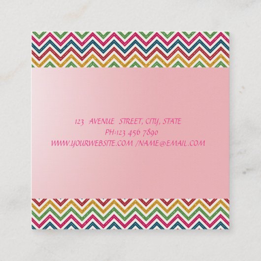 モダンシンプルプロフェッショナル、ジグザグ、Instagram スクエア名刺 (裏面)