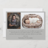 モダンシンプルベビー写真の発表 案内状 (裏面)