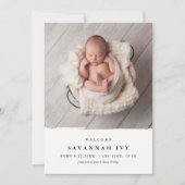 モダンシンプルベビー写真誕生 案内状 (正面)