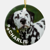 モダンシンプルペット名と写真 セラミックオーナメント (正面)