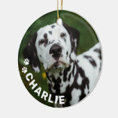 モダンシンプルペット名と写真 セラミックオーナメント (左)