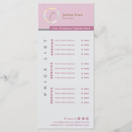 モダンシンプルホログラフィックモノグラムピンク価格表 メニュー