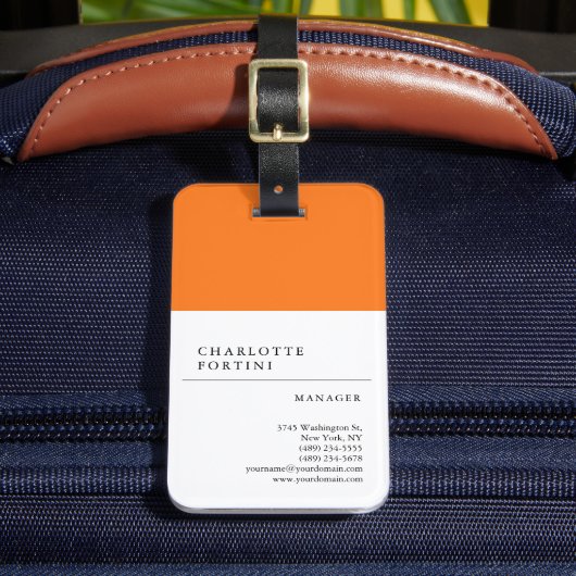 モダンシンプルホワイトイエローオレンジカラーミニマリスト ラゲッジタグ (正面インサイチュ2)