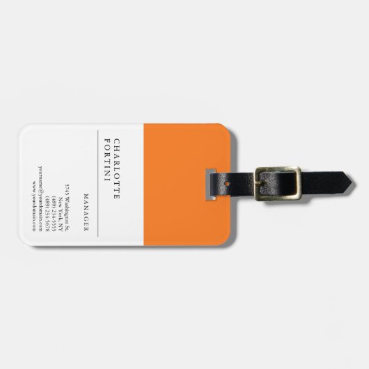 モダンシンプルホワイトイエローオレンジカラーミニマリスト ラゲッジタグ (正面横)