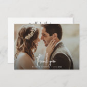 モダンシンプルホワイトオーバーレイ文字写真結婚 サンキューカード (正面/裏面)