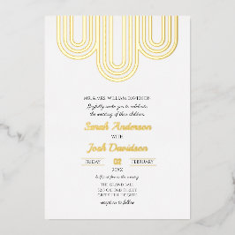 モダンシンプルホワイトゴールデン結婚ズ 箔招待状