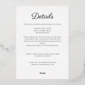 モダンシンプルホワイトゴールデン結婚ズ 箔招待状 (裏面)