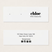 モダンシンプルホワイトスタッドイヤリング表示カード (正面&裏面)