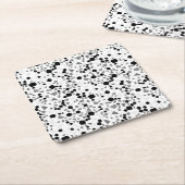 モダンシンプルホワイトテラゾブラックタイル スクエアペーパーコースター (アングル)