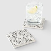 モダンシンプルホワイトテラゾブラックタイル ストーンコースター (横)