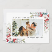 モダンシンプルボタニカルベリー | フォトクリスマス シーズンカード (正面)