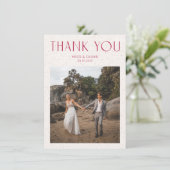 モダンシンプルマゼンタ結婚サンキューカード サンキューカード (スタンド正面)