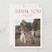 モダンシンプルマゼンタ結婚サンキューカード サンキューカード (正面)