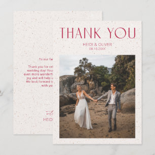 モダンシンプルマゼンタ結婚サンキューカード サンキューカード