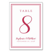 モダンシンプルマゼンダ結婚レッドカスタムトレンディー テーブルナンバー (裏面)