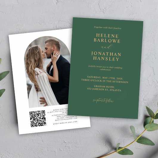 モダンシンプルミニマエレガントリス結婚グ 招待状