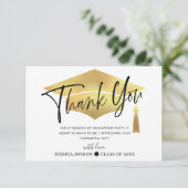 モダンシンプルミニマリストのゴールデン感謝してい卒業 サンキューカード (スタンド正面)