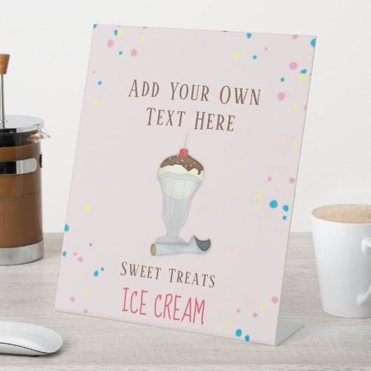 モダンシンプルミニマリストアイスクリームレストランピンク 台座サイン (インサイチュ)