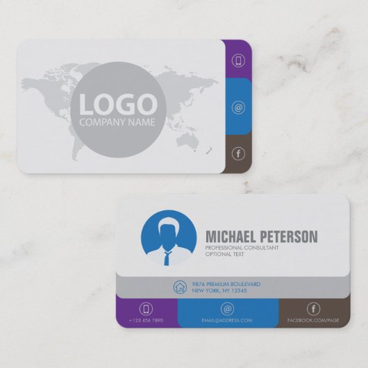 モダンシンプルミニマリストクリーングレープロフェッショナル 名刺 (正面/裏面)