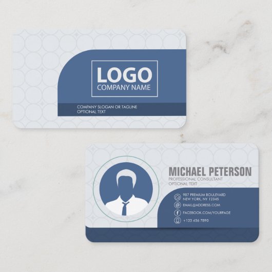 モダンシンプルミニマリストクリーンブループロフェッショナル 名刺 (正面/裏面)