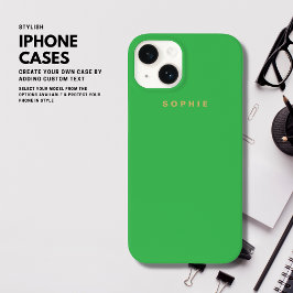 モダンシンプルミニマリストグリーンと金ゴールドモノグラム Case-Mate iPhone 14ケース