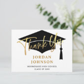 モダンシンプルミニマリストゴールデンブラック卒業 サンキューカード (スタンド正面)