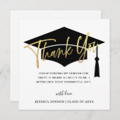 モダンシンプルミニマリストゴールデンブラック卒業 サンキューカード (正面/裏面)