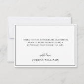 モダンシンプルミニマリストゴールデンブラック卒業 サンキューカード (裏面)