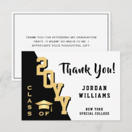 モダンシンプルミニマリストゴールデンブラック卒業 サンキューカード