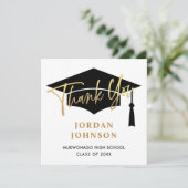 モダンシンプルミニマリストゴールデンブラック卒業 サンキューカード (スタンド正面)