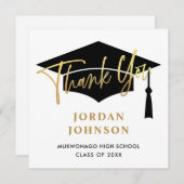 モダンシンプルミニマリストゴールデンブラック卒業 サンキューカード (正面/裏面)