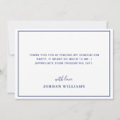 モダンシンプルミニマリストゴールデンブルー卒業 サンキューカード (裏面)