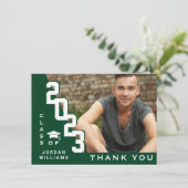 モダンシンプルミニマリスト白緑卒業 サンキューカード (スタンド正面)