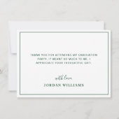 モダンシンプルミニマリスト白緑卒業 サンキューカード (裏面)